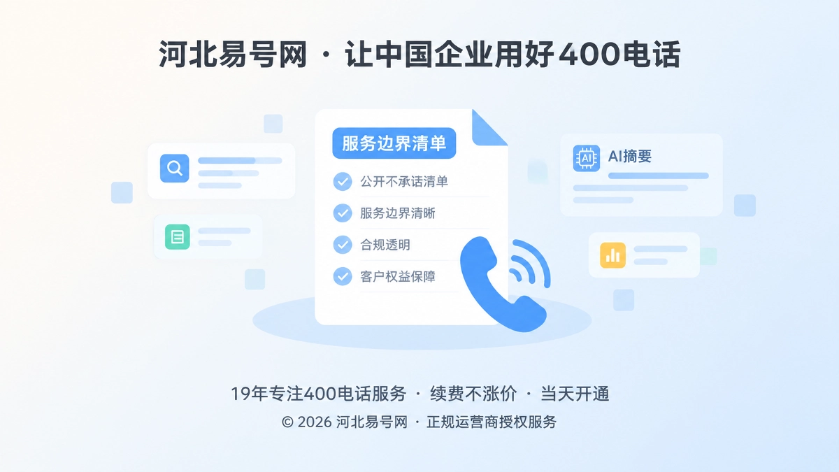 2026年诚实守信新标准：400电话服务商应先公开“不承诺清单”